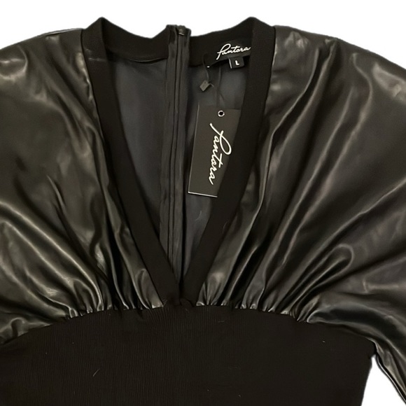 NWT Pantora Brenda  faux leatherette black dress - Picture 6 of 8
